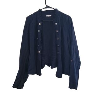 Navy Blue Linen Jacket